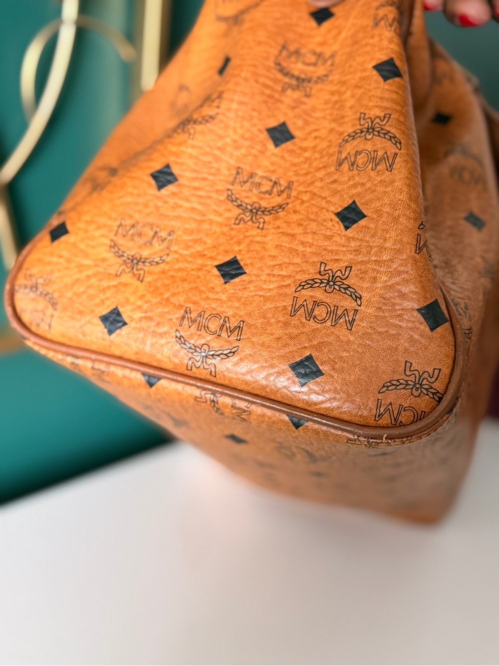 MCM Cognac Visetos Boston Satchel - Cognac Leather - Picture 11 of 12